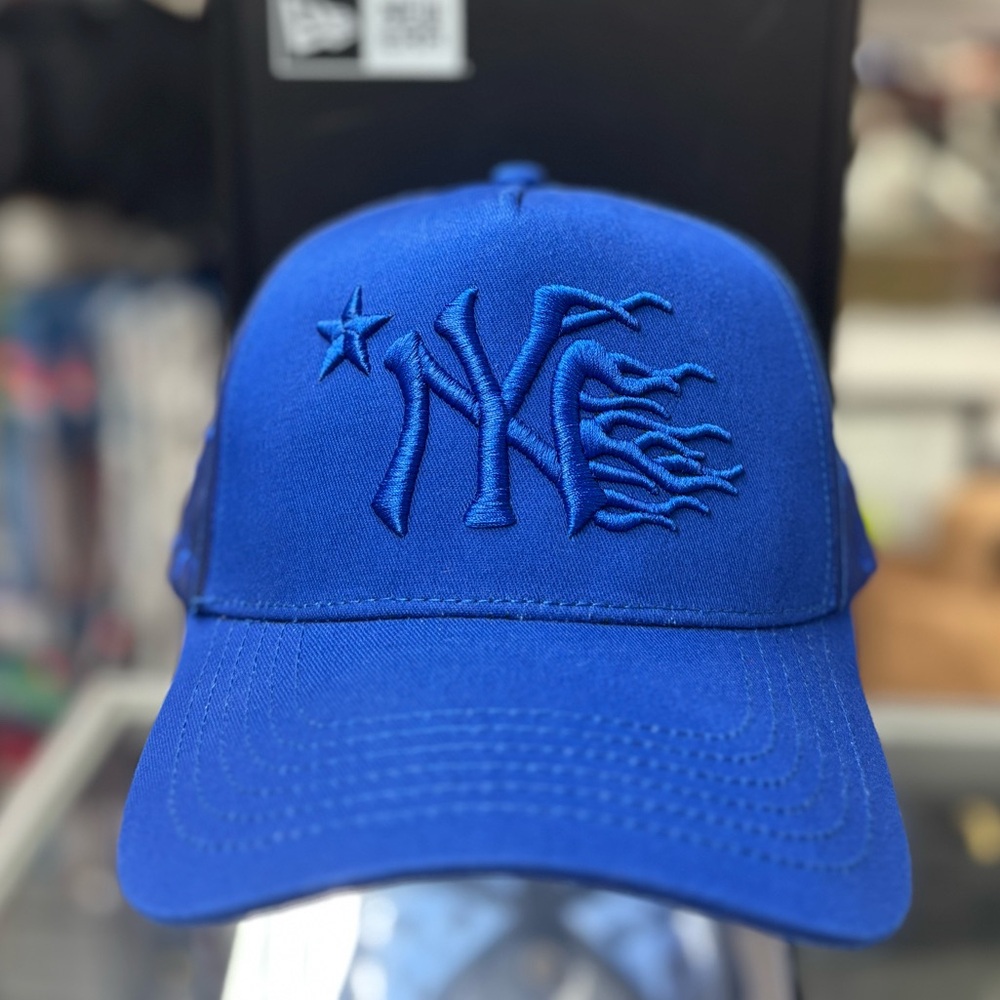 ALL Blue New York Yankee Hell Star Truckers SnapBack hat